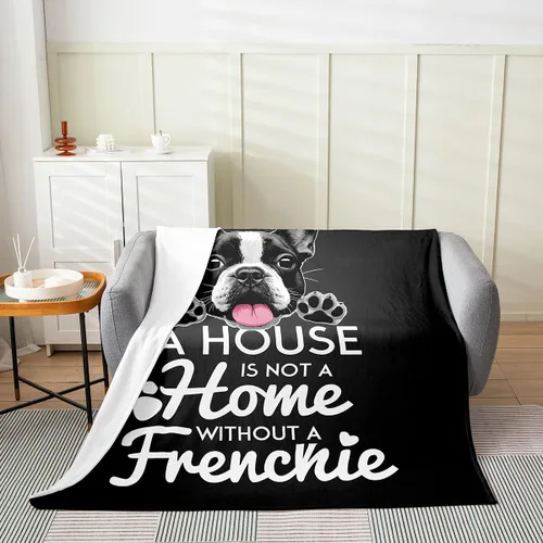 Vista 2 de Castle Fairy Manta de franela de bulldog blanco y negro para todas las estaciones, suave y ligera para todas las estaciones, manta de forro polar