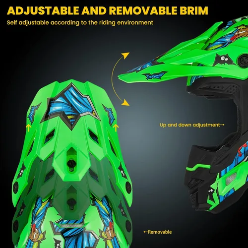 Vista 4 de ILM DOT&ECE Casco ATV para Jóvenes Casco de Dirt Bike para Niños Casco Infantil Motocross Dirtbike BMX MX Todoterreno Deporte Dual Cara Completa
