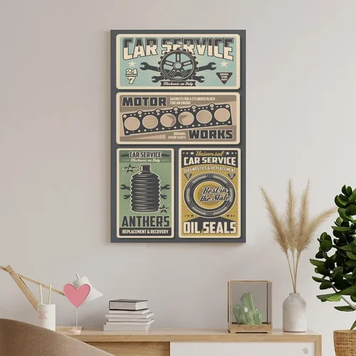 Vista 8 de TYOka Auto Parts Retro Minimalist Poster Home Canvas Wall Decoration Art Canvas Painting Posters And Prints Wall Art Pictures for Living Room