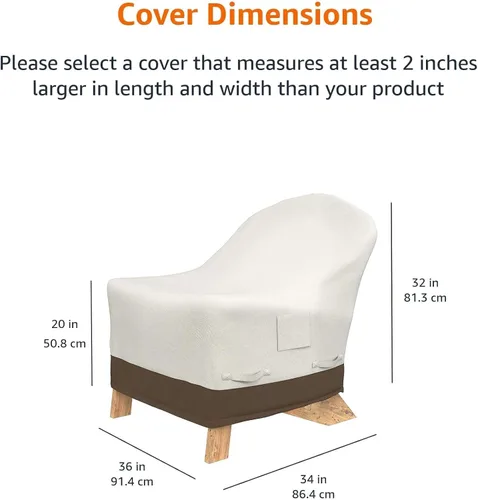 Vista 5 de Amazon Basics Cubierta de muebles de patio al aire libre para silla Adirondack, impermeable, anti-UV, duradera, beige/bronceado