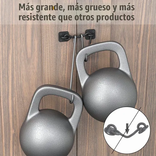 Vista 5 de cierre simple para puerta de granero, puertas dobles, portones, garage y cobertizo - gancho y armella de hierro - elemento de decoración brillante