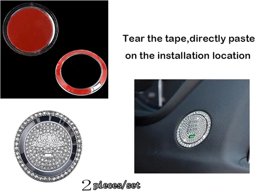 Vista 4 de Emblema brillante para el botón del interruptor de arranque del motor, accesorio de botón de arranque del motor con un solo clic compatible con 1