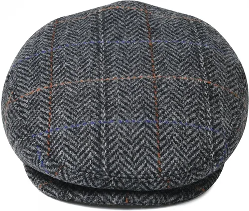 Vista 26 de Hombres Mezcla de Lana Ivy Newsboy Gorra Tweed Gatsby Cabbie Flat Hat