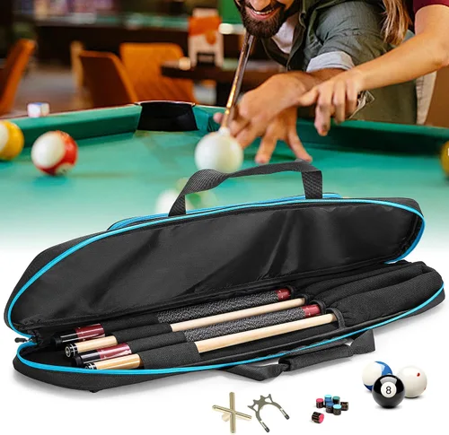 Vista 7 de GOBUROS Estuche para tacos de billar 2x2 con capacidad para 2 topes y 2 ejes, estuche suave para palos de billar con bolsillo frontal