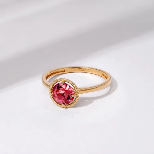 Vista 4 de Tienda Collection 10k Gold Imported Crystal March Birthstone Ring