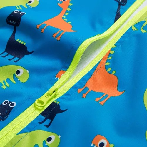Vista 5 de Chaqueta impermeable con capucha para niños y niñas, chubasqueros para exteriores, rompevientos y dinosaurios, chaqueta de lluvia