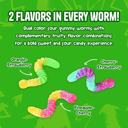 Vista 5 de ChewzMe Gusanos de Gomita Ácida, Dulces de Gomita Ácida, 6 oz (Paquete de 1)