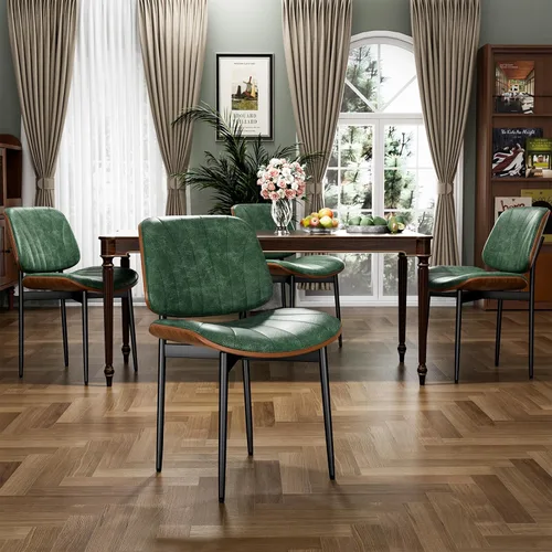 Vista 16 de YaFiti Juego de 2 sillas de comedor, sillas de comedor y cocina modernas de mediados de siglo, sillas tapizadas de piel sintética con diamantes