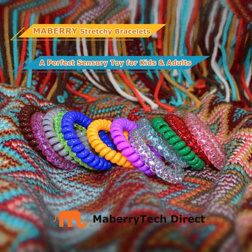 Vista 6 de Pulseras para Masticación para Niños, Pulsera Sensorial para Niñas y Niños, Bobina Estiradera para la Boca para Ansiedad Autismo TDAH, Juguetes