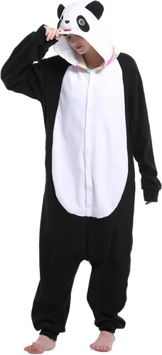 Vista 5 de Pijama de una pieza de panda para adultos, disfraz de Halloween, disfraz de Navidad, ropa de descanso
