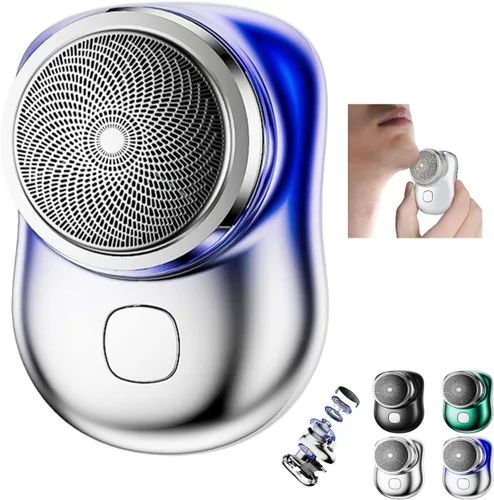 Vista 9 de Mini afeitadora eléctrica portátil de bolsillo, máquina de afeitar eléctrica de viaje 2023 para hombres, maquinilla de afeitar eléctrica mágica