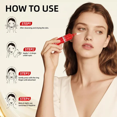 Vista 8 de Suero de ojos con cafeína para ojeras e hinchazón, antiarrugas, reafirmante y suaviza las líneas finas, tratamiento de suero de retinol debajo