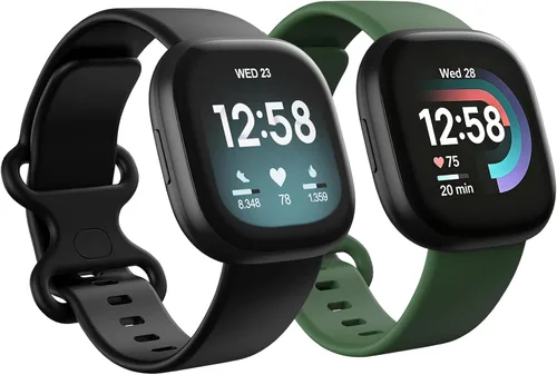 Vista 12 de Paquete de 2 bandas impermeables compatibles con Fitbit Versa 3/Fitbit Versa 4/Fitbit Sense/Sense 2, pulseras deportivas clásicas de repuesto suaves