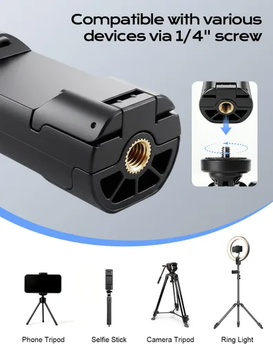 Vista 4 de BMZX Soporte de trípode universal para teléfono con tornillo de 1/4 pulgadas, soporte de teléfono ajustable giratorio de 360 grados para iPhone
