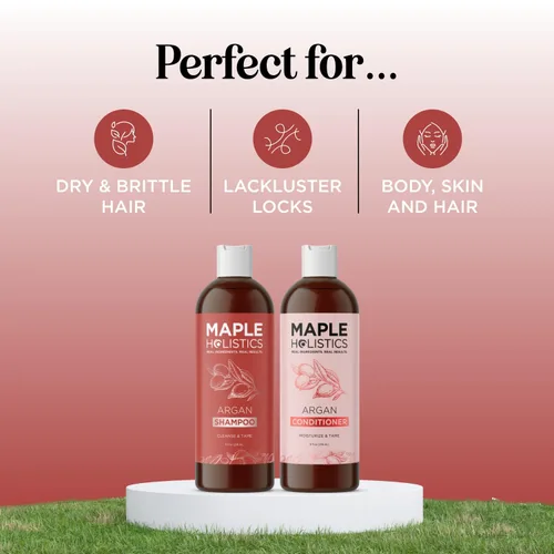 Vista 2 de Champú y acondicionador de aceite de argán de Marruecos, sin sulfato, juego de champú y acondicionador para cabello teñido - Champú y acondicionador