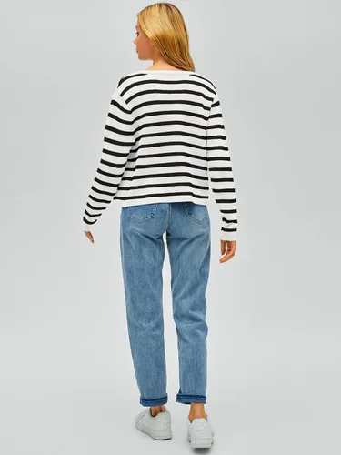 Vista 5 de AUTOMET Suéteres a rayas para mujer, ropa de otoño 2023, ropa de moda de otoño con botones y bolsillos
