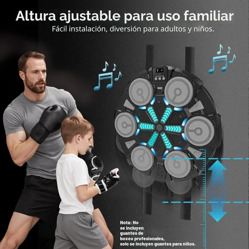 Vista 7 de Music Punching Machine for Kids Adults,Bluetooth Wall Mounted Boxing Trainer with Gloves,Rhythm Lights,2 Player Battle Mode,Reaction Training