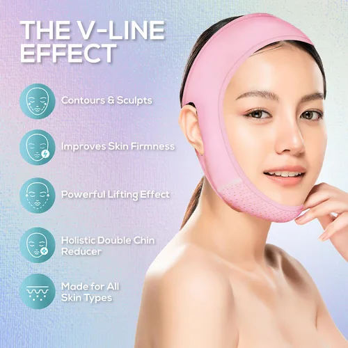 Vista 2 de Venus Visage Correa de elevación facial para definición de línea de mandíbula, correa de barbilla reutilizable para dormir, esculpe visualmente