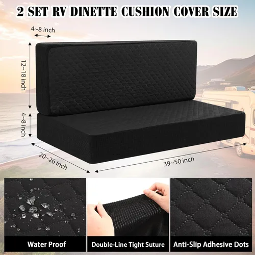 Vista 2 de Buryeah 4 piezas de fundas para cojines de comedor de RV Set de fundas para asientos de sofá, protector de muebles para autocaravana, 2 respaldos