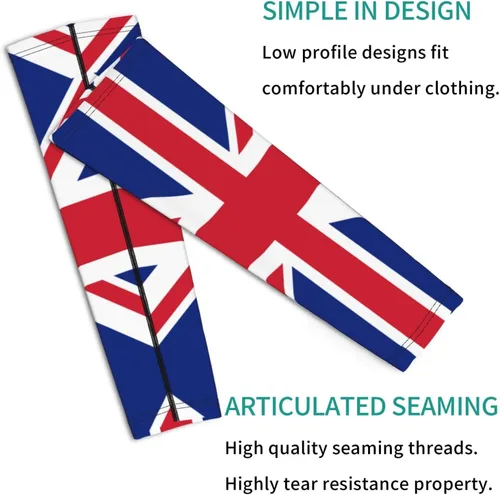 Vista 2 de Unisex Lightweight Cooling Arm Sleeves United Kingdom Uk Flag Compression Warmer Cover For Outdoor Activity