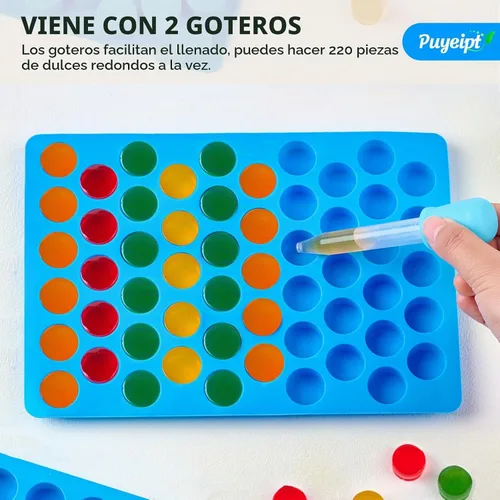 Vista 5 de Puyeipt Moldes de silicona para caramelos, paquete de 4, 220 cavidades