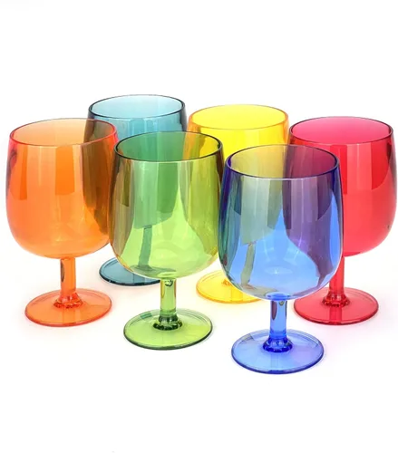 Vista 21 de Yalin Juego de 6 vasos apilables irrompibles de plástico acrílico para vino y agua de 12 onzas (azul, 12 onzas)