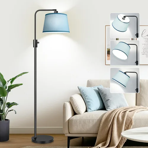 Vista 23 de Nintiue [Actualizada] Lámpara de pie regulable, bombilla LED Edison de 1000 lúmenes incluida, pantalla negra, lámpara de pie alta moderna de arco