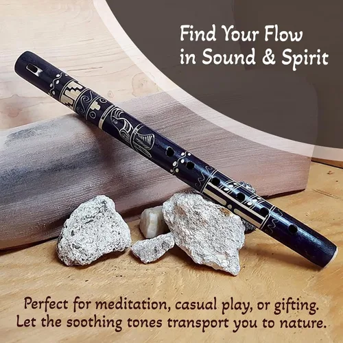 Vista 5 de Mia Jewel Shop - Flauta de Bambú y Madera de Color Hecha a Mano Patrón Natural Tribal Grabadora Nativa para Principiantes, Meditación y Amantes