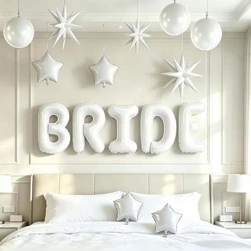 Vista 8 de TONIFUL 40 Inch Giant Bride Balloon Bachelorette Party Decorations with Blue White Balloons White BRIDE Letter Mylar Foil Balloons Banner for Bride