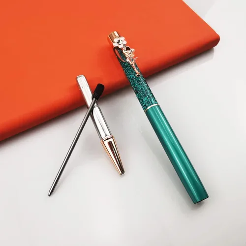 Vista 3 de Oddmoal Paquete de 12 bolígrafos flotantes coloridos de tubo vacío con flor líquida llena de arena, bolígrafos creativos de metal con giro vacío