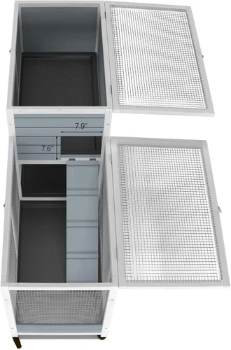 Vista 8 de GDLF - Conejera de 58 pulgadas, jaula de conejito interior con ruedas y bandeja de limpieza 58"L x 17.8"W x 34.6"H, 2-Level Design with Wheels