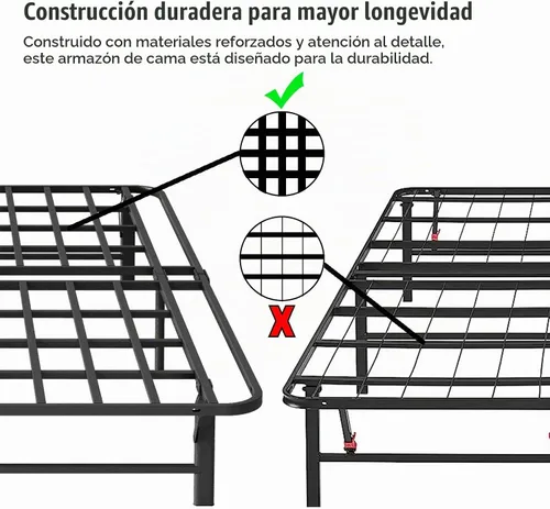 Vista 5 de ZIYOO - Marcos de cama plegables individuales resistentes, base de colchón resistente de 14 pulgadas de alto, marco de cama de plataforma metálica