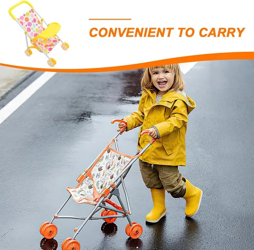 Vista 9 de MERRYHAPY Cochecito de muñeca compacto y ligero para juego de roles realista, accesorio fácil de transportar y almacenar cumpleaños Navidad