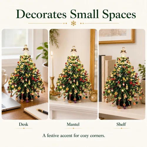 Vista 7 de ZSJO Kit de árbol de Navidad con cuentas para adultos, juego de manualidades de cristal, decoración de mesa (#D)