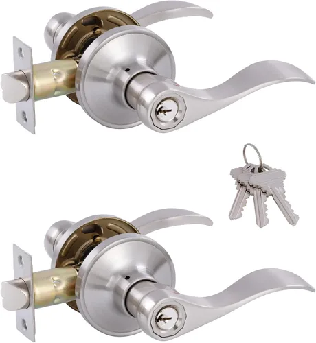 Vista 11 de Manijas de puerta interior con llave, diferencia de entrada, para puerta delantera/dormitorio, para puerta abierta a la izquierda y derecha