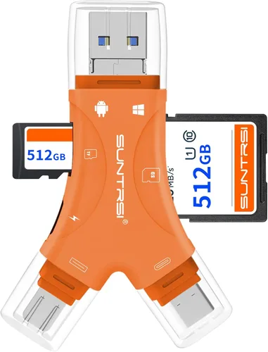 Vista 9 de Lector de Tarjetas SD para iPhone/iPad/Android/Mac/Computadora/Cámara, Lector de Tarjetas Micro SD 4 en 1, Visor de Cámara Trail, Lector de Tarjetas