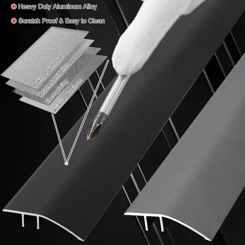Vista 4 de Tira de umbral de transición de piso de aluminio, tira de puerta de piso laminada autoadhesiva, tira de unión de costuras de piso, adecuada