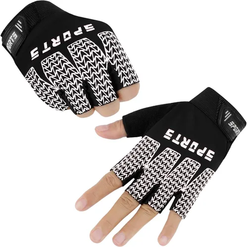 Vista 2 de Bumobot Guantes de ciclismo deportivos sin dedos antideslizantes para niños pequeños, guantes de pesca de medio dedo para niños, ciclismo, escalada