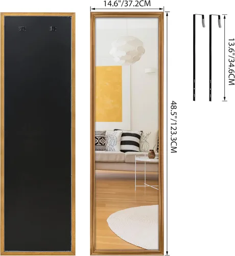 Vista 3 de Edenseelake Paquete de 2 espejos de pared de longitud completa de 14 x 48 pulgadas, espejo sobre puerta para dormitorio, sala de estar, dorado