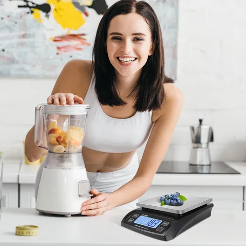 Vista 2 de Gran báscula digital de cocina 30kg/66lb báscula de alimentos para hornear y cocinar báscula de pan de acero inoxidable con pantalla LCD escalas