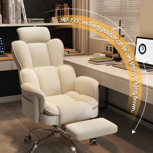 Vista 4 de Big and Tall Office Chair with Armrests Executive Chair with Footrest and Spring Lumbar Support High Back Leather Ergonomic Chairs Adjustable Height