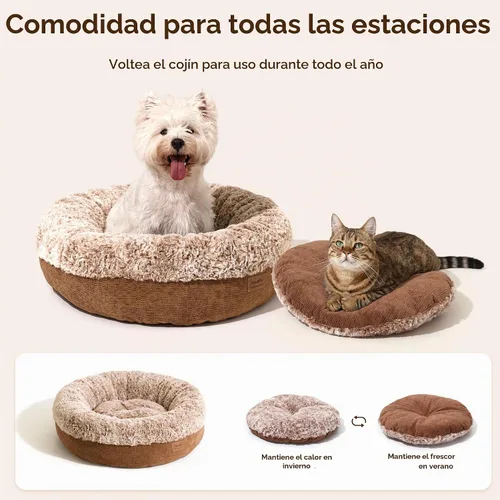 Vista 5 de FUKUMARU Cama extra gruesa para gatos, dona calmante, antiansiedad y Camello