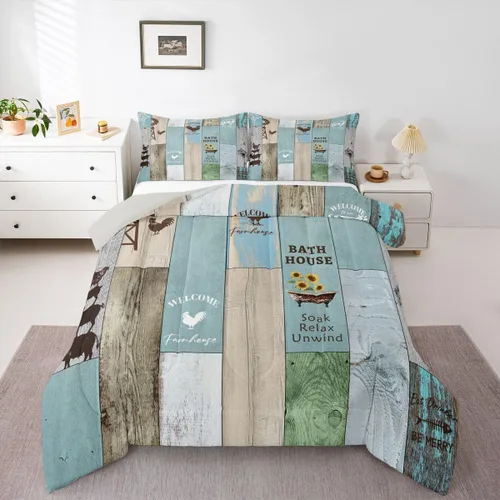 Vista 35 de Erosebridal Juego de edredón rústico de colibrí, juego de ropa de cama de molino de viento rústico para niños, adolescentes y adultos, relleno