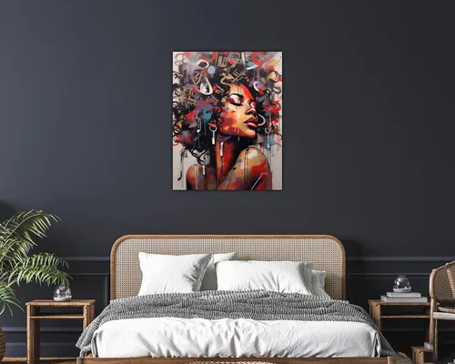 Vista 266 de Arte de pared afroamericano, decoración de rey y reina bailarín negro para sala de estar, arte de pareja de amor negro para dormitorio, lienzo