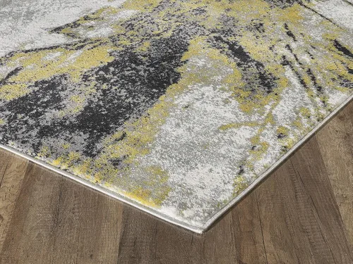Vista 4 de Abani Laguna Collection - Alfombra turca abstracta contemporánea, alfombra rectangular moderna de 3 x 5 pies, color gris y amarillo