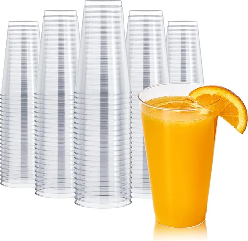 Vista 7 de FOCUSLINE - Paquete de 200 vasos de plástico transparente de 14 onzas, vasos desechables grandes para fiestas
