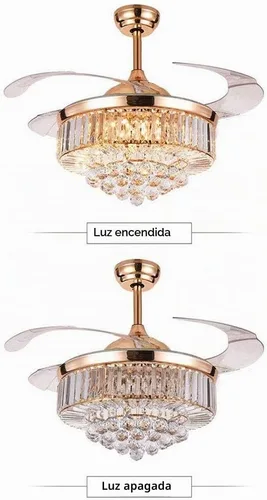 Vista 7 de Lámpara de techo de cristal de 42 pulgadas con control remoto, ventilador de techo retráctil con luces, lámpara LED moderna con kits de accesorios