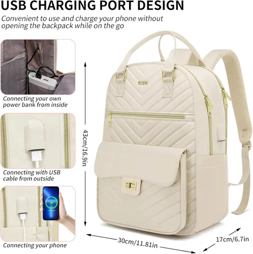 Vista 4 de Linda Mochila Estética para Escuela Secundaria y Preparatoria, para Adolescentes y Estudiantes Universitarias, Mochila para Laptop para Mujeres