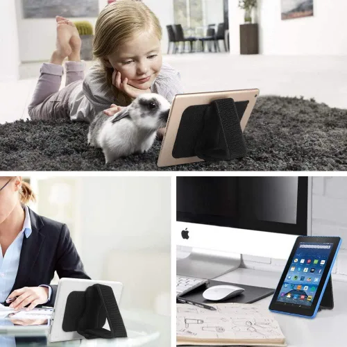 Vista 7 de Fintie Soporte Universal de Correa de Mano para Tablet - [Soportes de Doble Posición] Mango Acolchado Desmontable con Cierre de Gancho y Velcro