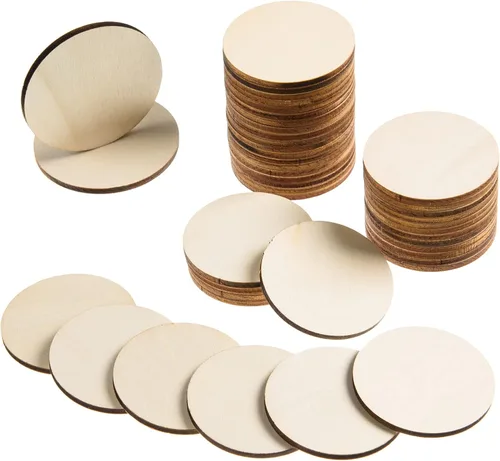 Vista 8 de 300 piezas de rebanadas redondas de madera sin terminar de 1.5 pulgadas, discos de madera redondos para manualidades, espacios en blanco de madera